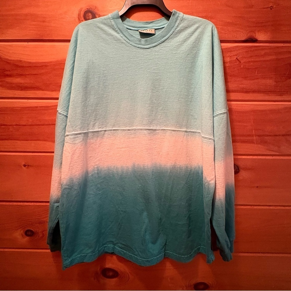 Spirit Teal and White Ombre Long Sleeve Tee